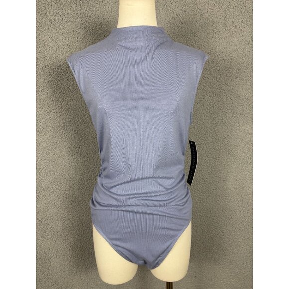 Madden Girl Tops - Madden Girl Juniors' Ruched Mock-Neck Sleeveless Bodysuit Rustic Blue XL NWT's